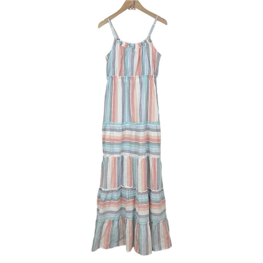 Jessica Simpson Striped Cotton Sleeveless Tiered Maxi Dress Size Small